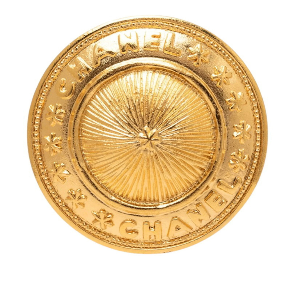 Chanel Logo Brooch, Gold Plated, Women's CHANEL